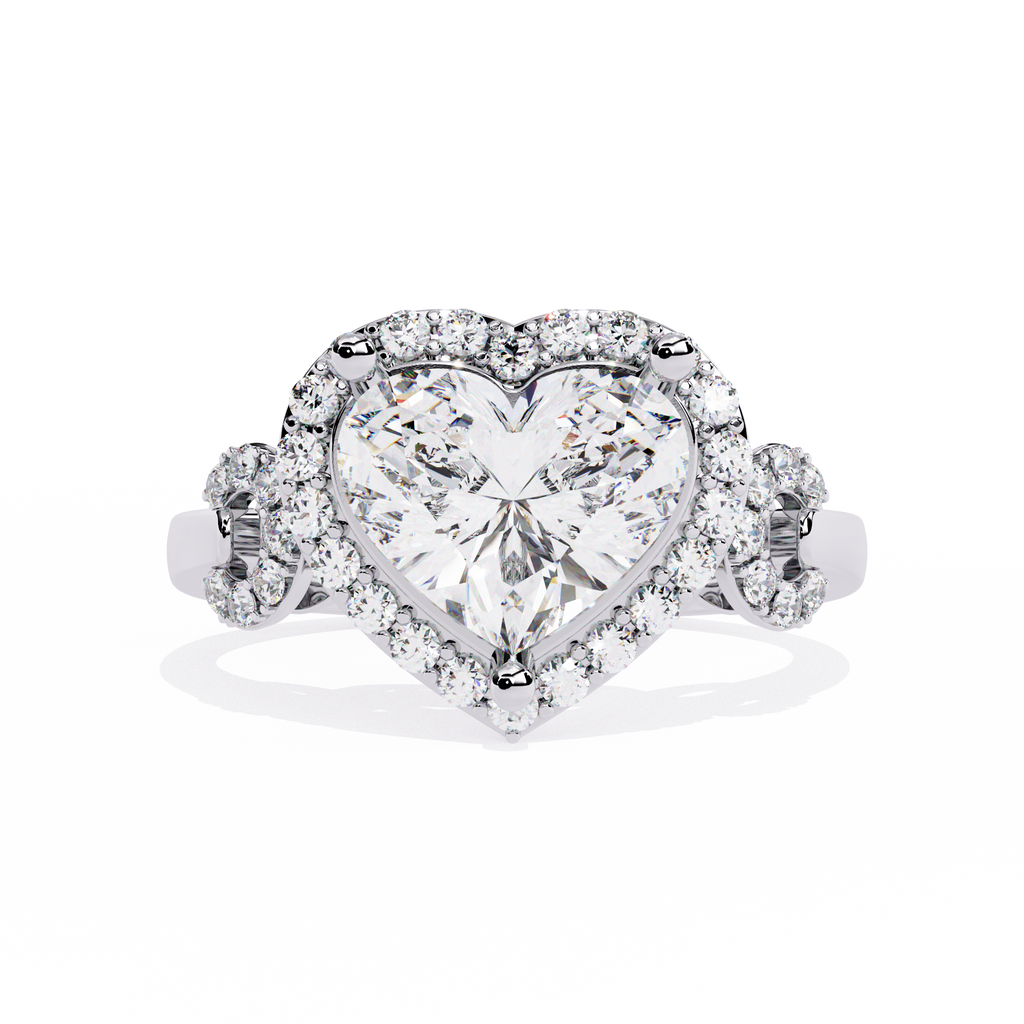 1.61+0.27 Ct lab-grown diamond ring with heart