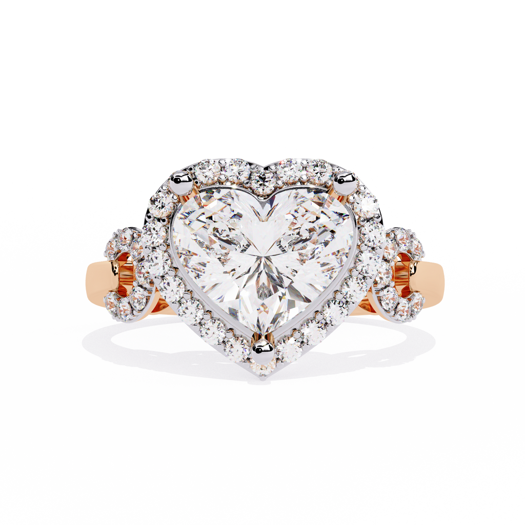 1.61+0.27 Ct lab-grown diamond ring with heart