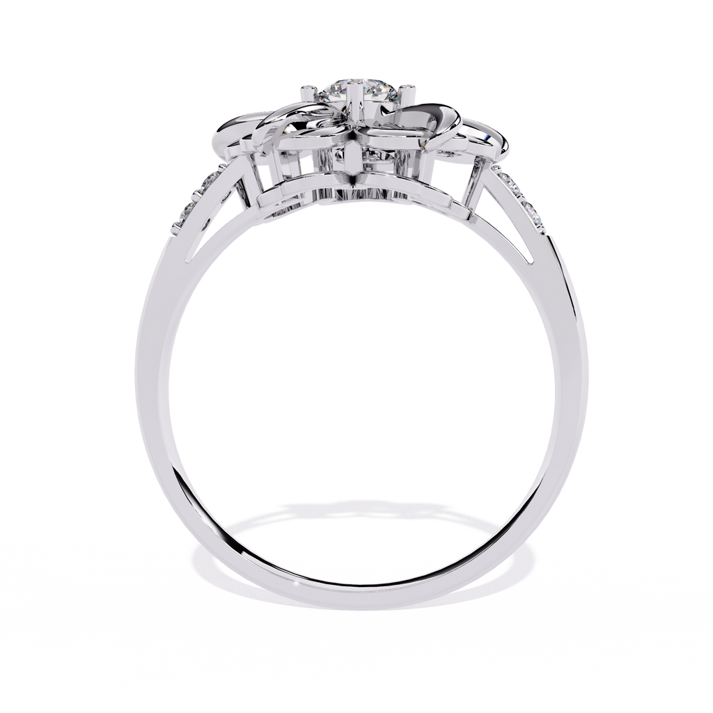 Floral diamond ring with 0.22+0.06 Ct round lab-grown stones in yellow gold setting

