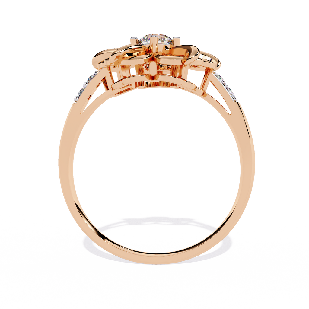 Floral diamond ring with 0.22+0.06 Ct round lab-grown stones in yellow gold setting


