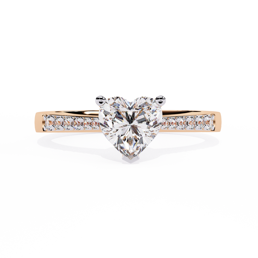 0.59+0.08 Ct heart and round diamond ring for women – lab-created elegance

