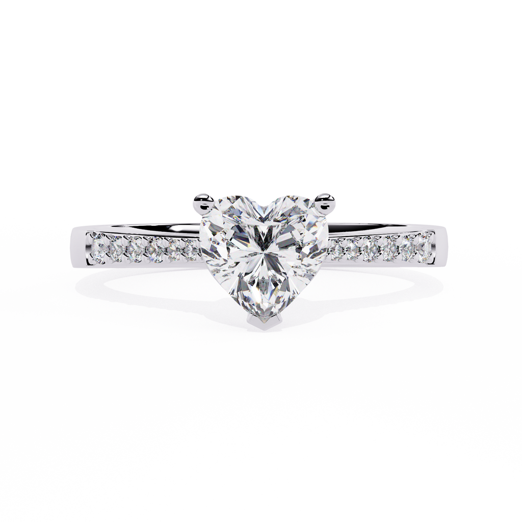 0.59+0.08 Ct heart and round diamond ring for women – lab-created elegance

