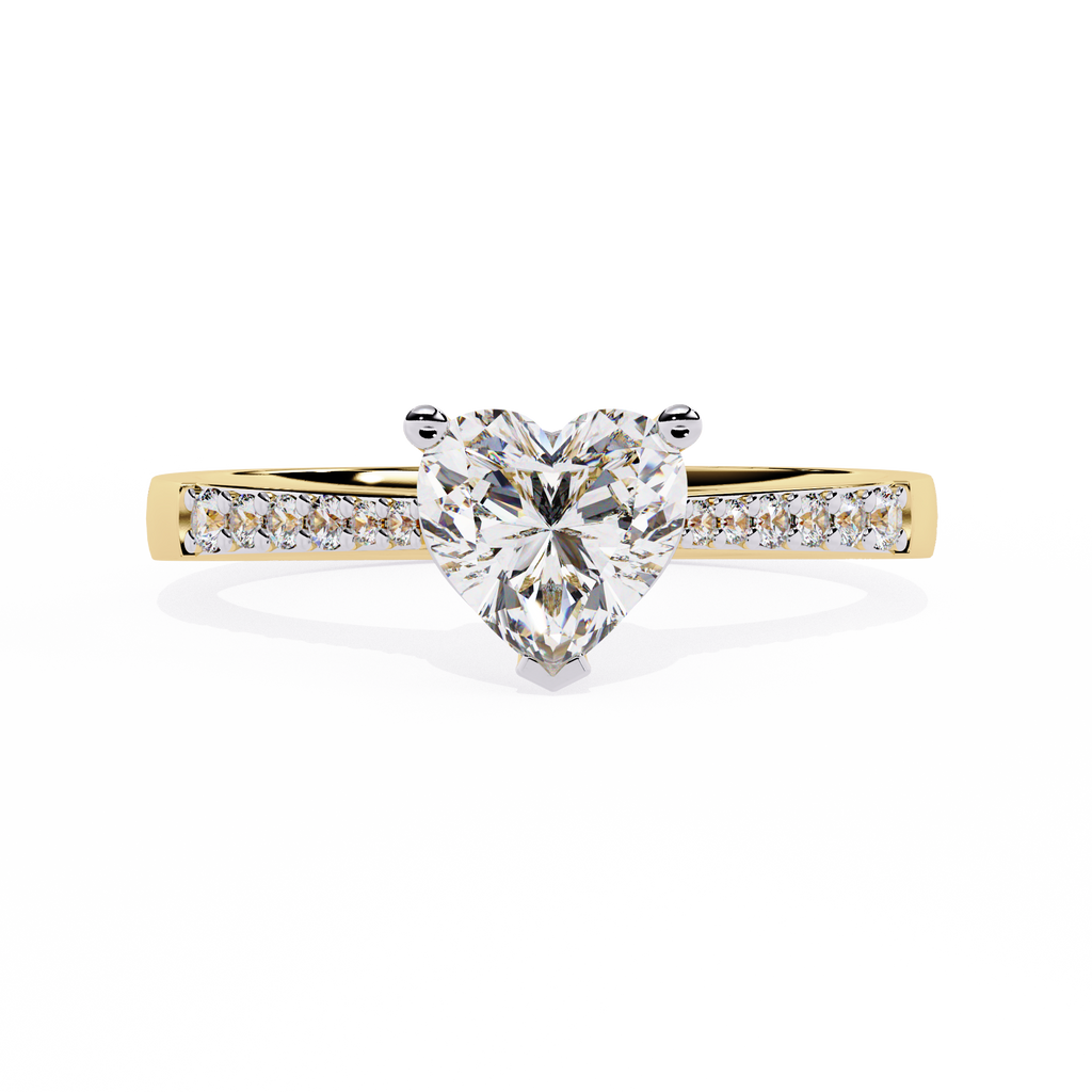 0.59+0.08 Ct heart and round diamond ring for women – lab-created elegance


