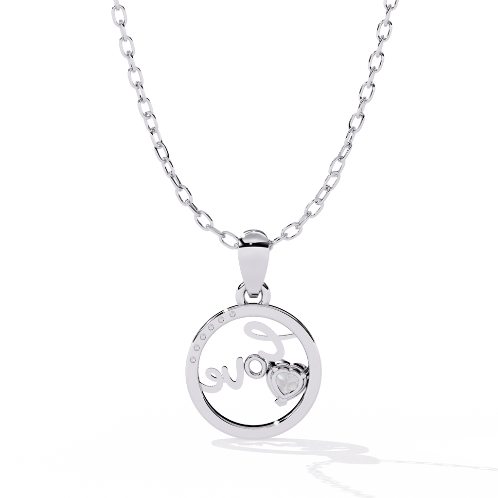 Round Diamond Pendant – Heart Radiant + Round Cut Diamonds in Gold
