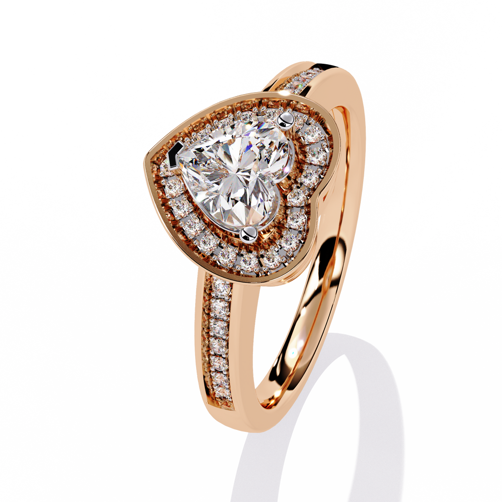 0.59+0.11 Ct heart and round diamond ring for women – lab-grown brilliance

