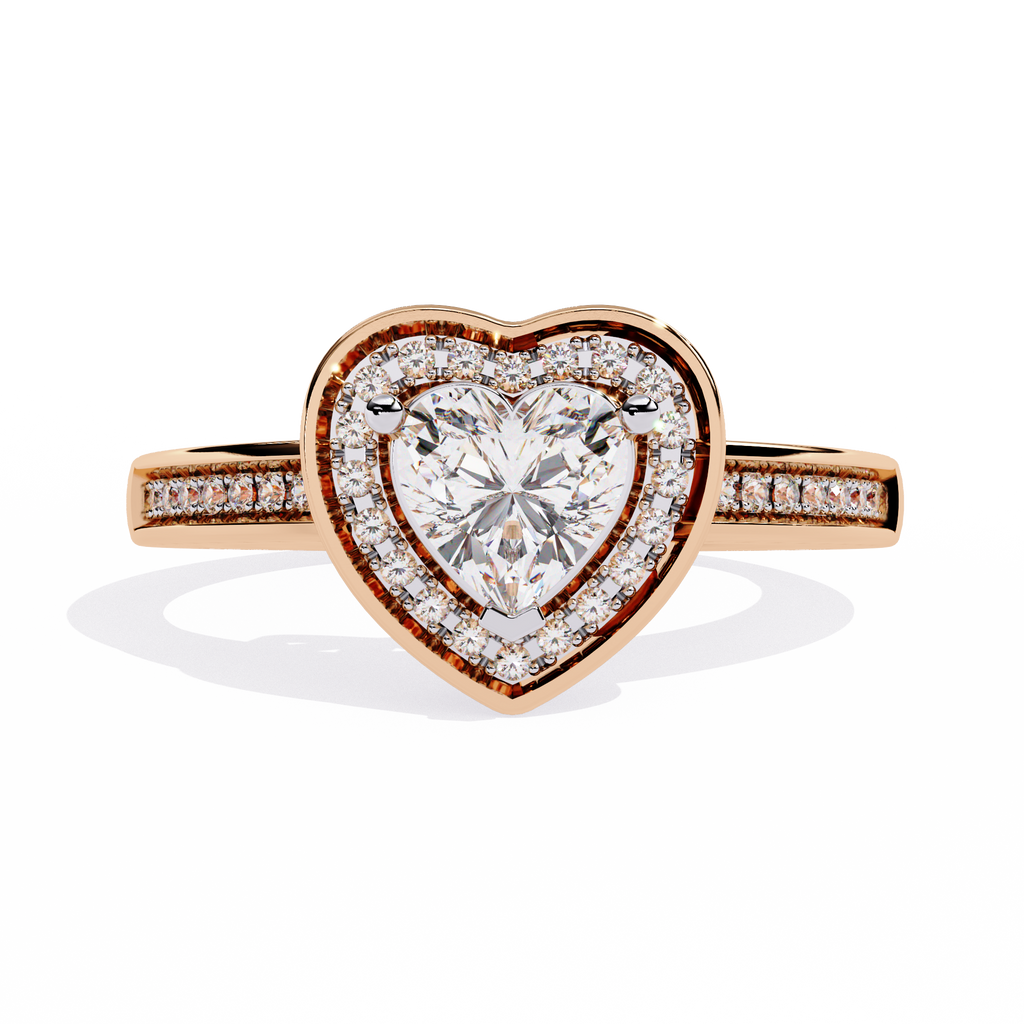 0.59+0.11 Ct heart and round diamond ring for women – lab-grown brilliance


