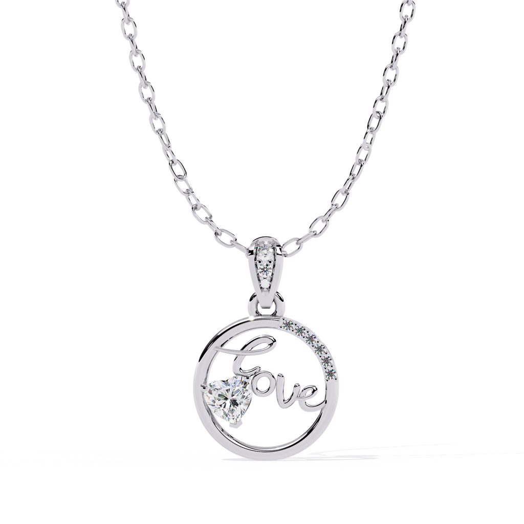 Round Diamond Pendant – Heart Radiant + Round Cut Diamonds in Gold