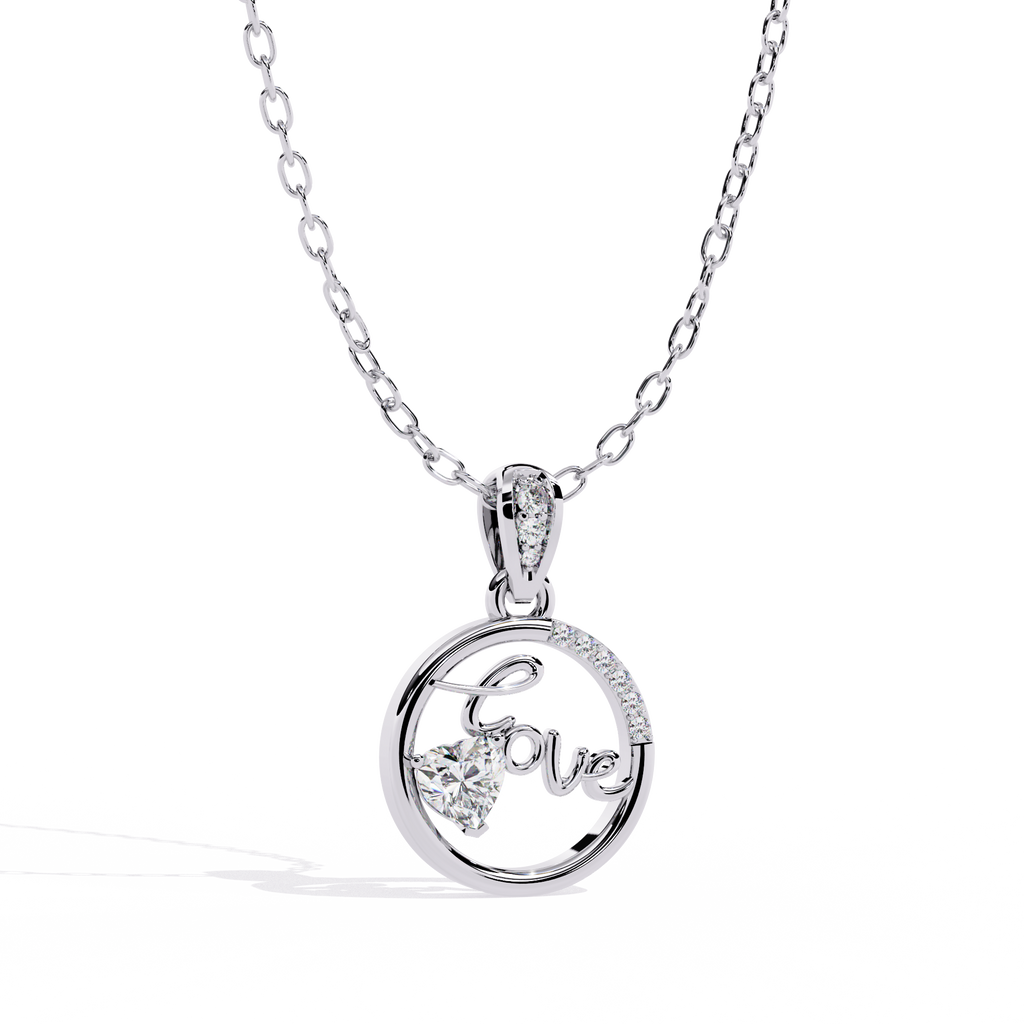 Round Diamond Pendant – Heart Radiant + Round Cut Diamonds in Gold