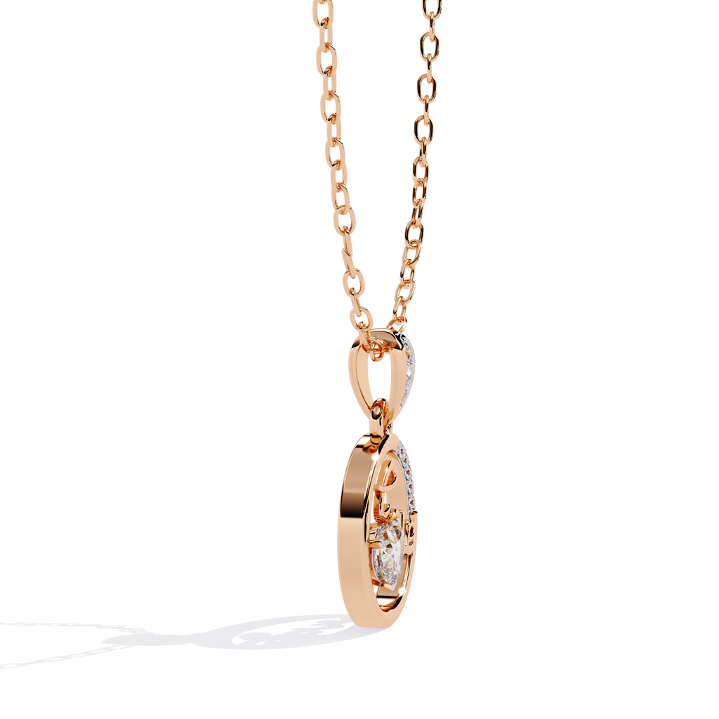 Round Diamond Pendant – Heart Radiant + Round Cut Diamonds in Gold