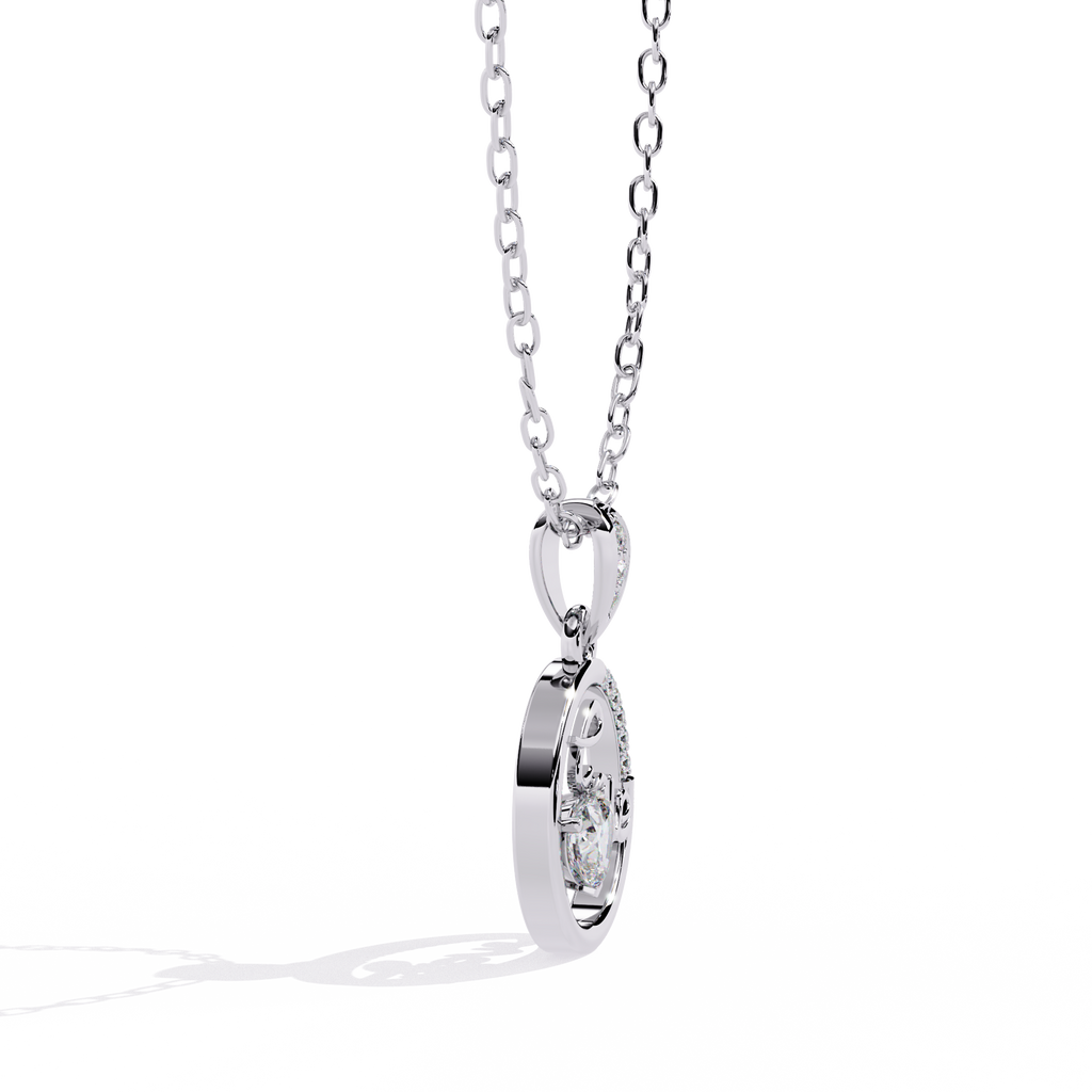 Round Diamond Pendant – Heart Radiant + Round Cut Diamonds in Gold