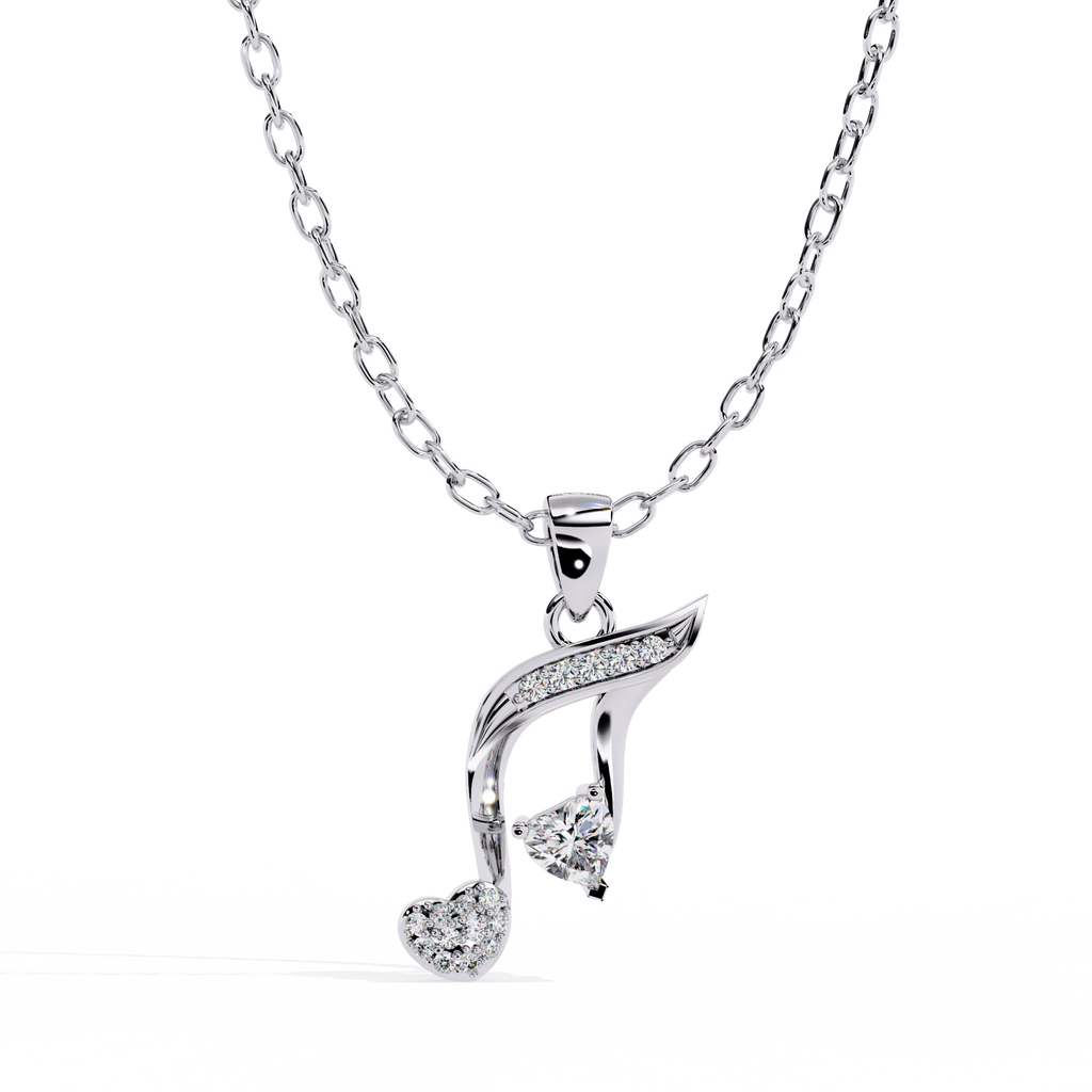 Round Diamond Pendant – Heart Radiant + Round Cut Diamonds in Gold