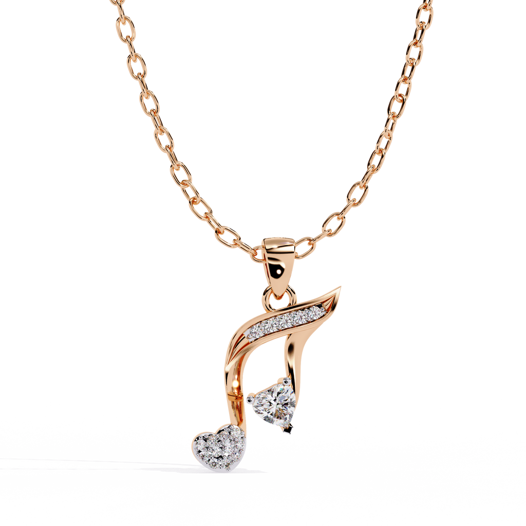 Round Diamond Pendant – Heart Radiant + Round Cut Diamonds in Gold