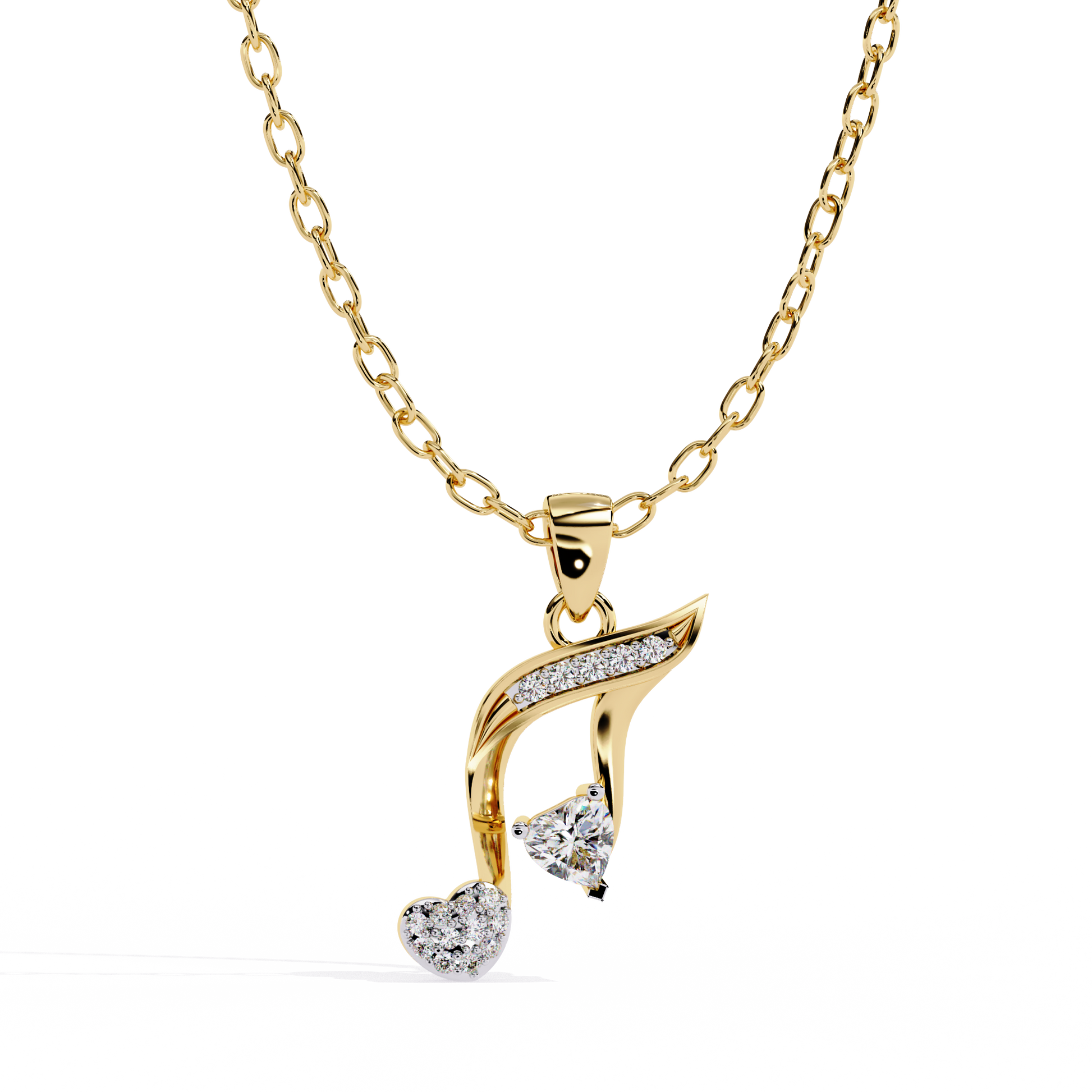 Round Diamond Pendant – Heart Radiant + Round Cut Diamonds in Gold