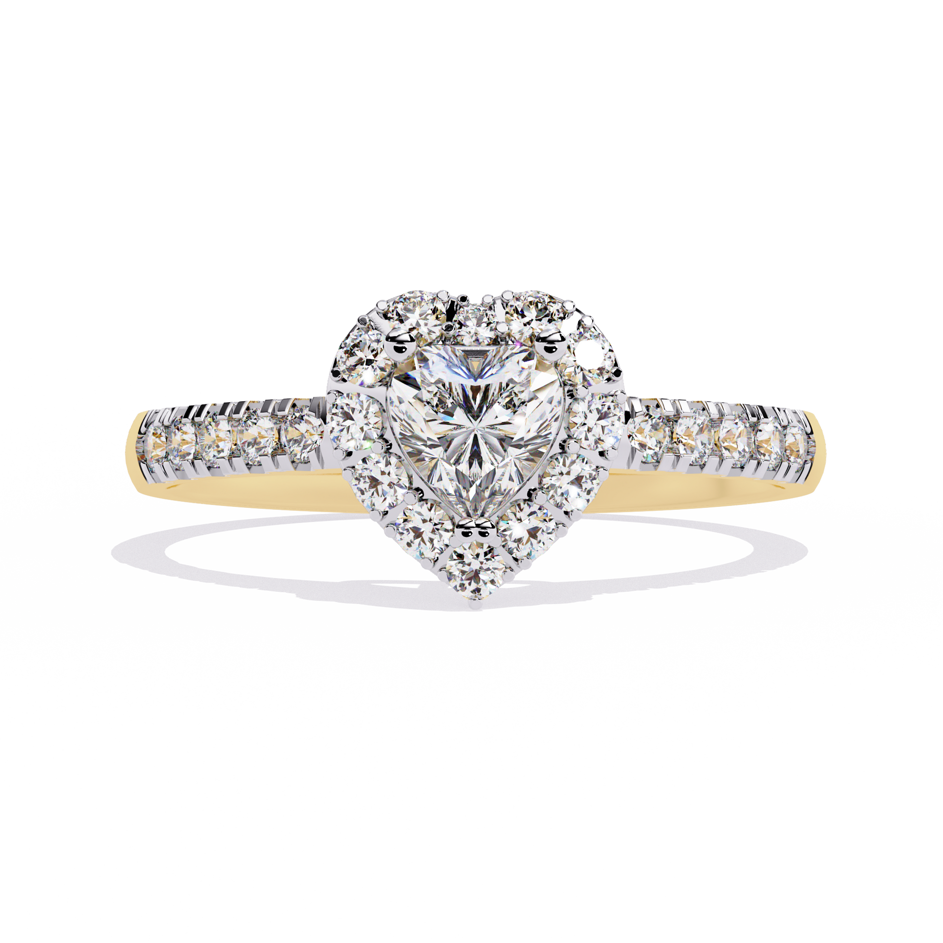 0.34+0.27 Ct heart and round diamond ring for women – lab-grown and elegant