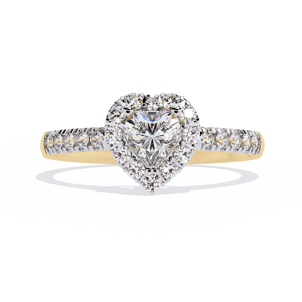 0.34+0.27 Ct heart and round diamond ring for women – lab-grown and elegant

