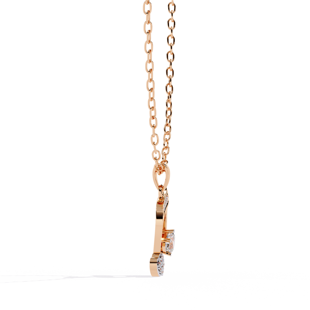 Round Diamond Pendant – Heart Radiant + Round Cut Diamonds in Gold