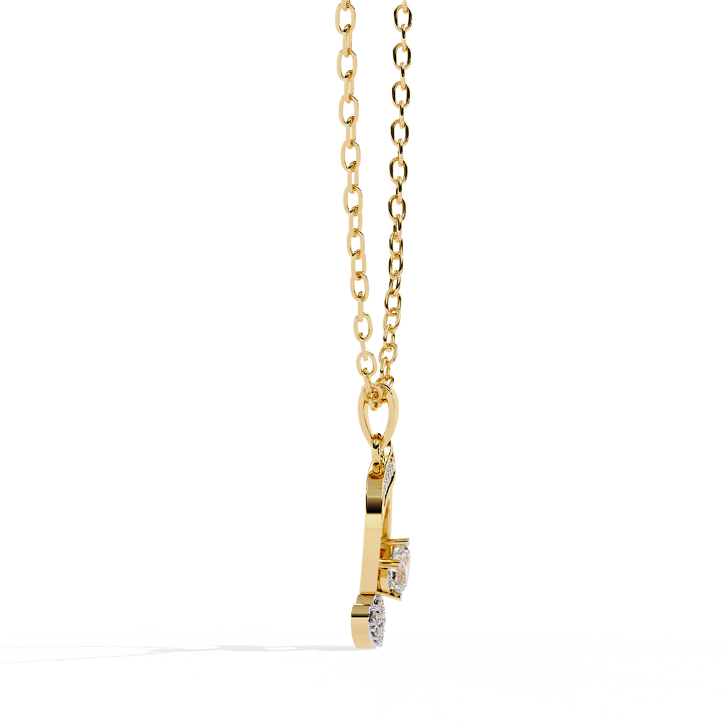 Round Diamond Pendant – Heart Radiant + Round Cut Diamonds in Gold