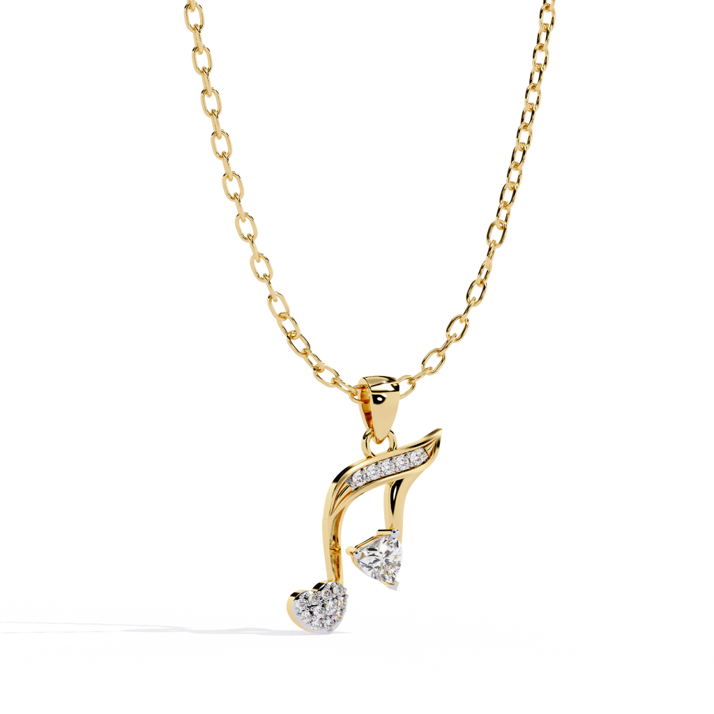 Round Diamond Pendant – Heart Radiant + Round Cut Diamonds in Gold