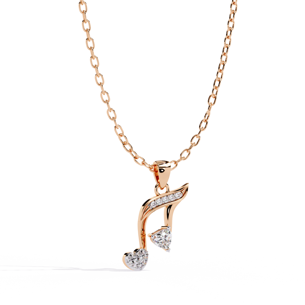 Round Diamond Pendant – Heart Radiant + Round Cut Diamonds in Gold