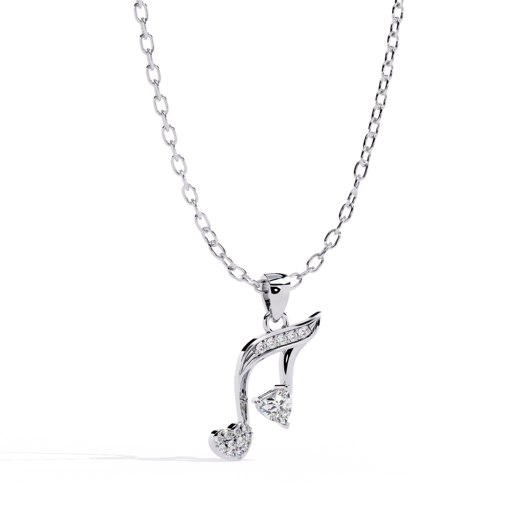Round Diamond Pendant – Heart Radiant + Round Cut Diamonds in Gold