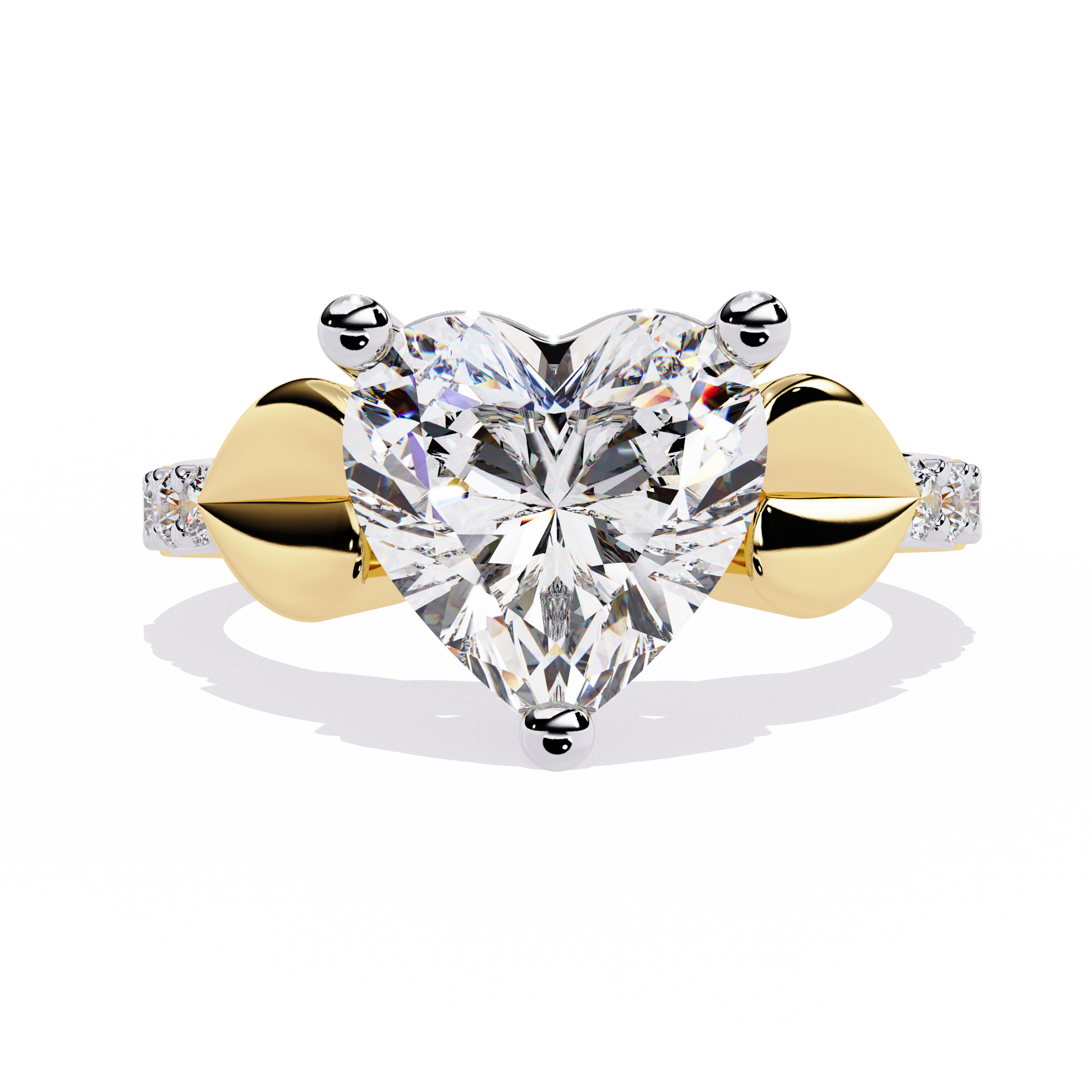 2.33+0.13 Ct heart and round lab-grown diamond wedding ring for women