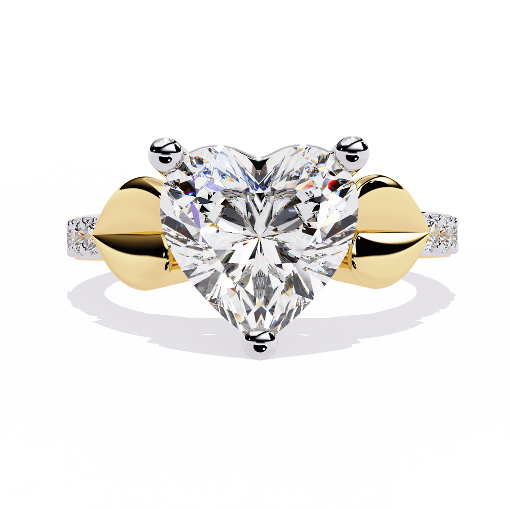 2.33+0.13 Ct heart and round lab-grown diamond wedding ring for women

