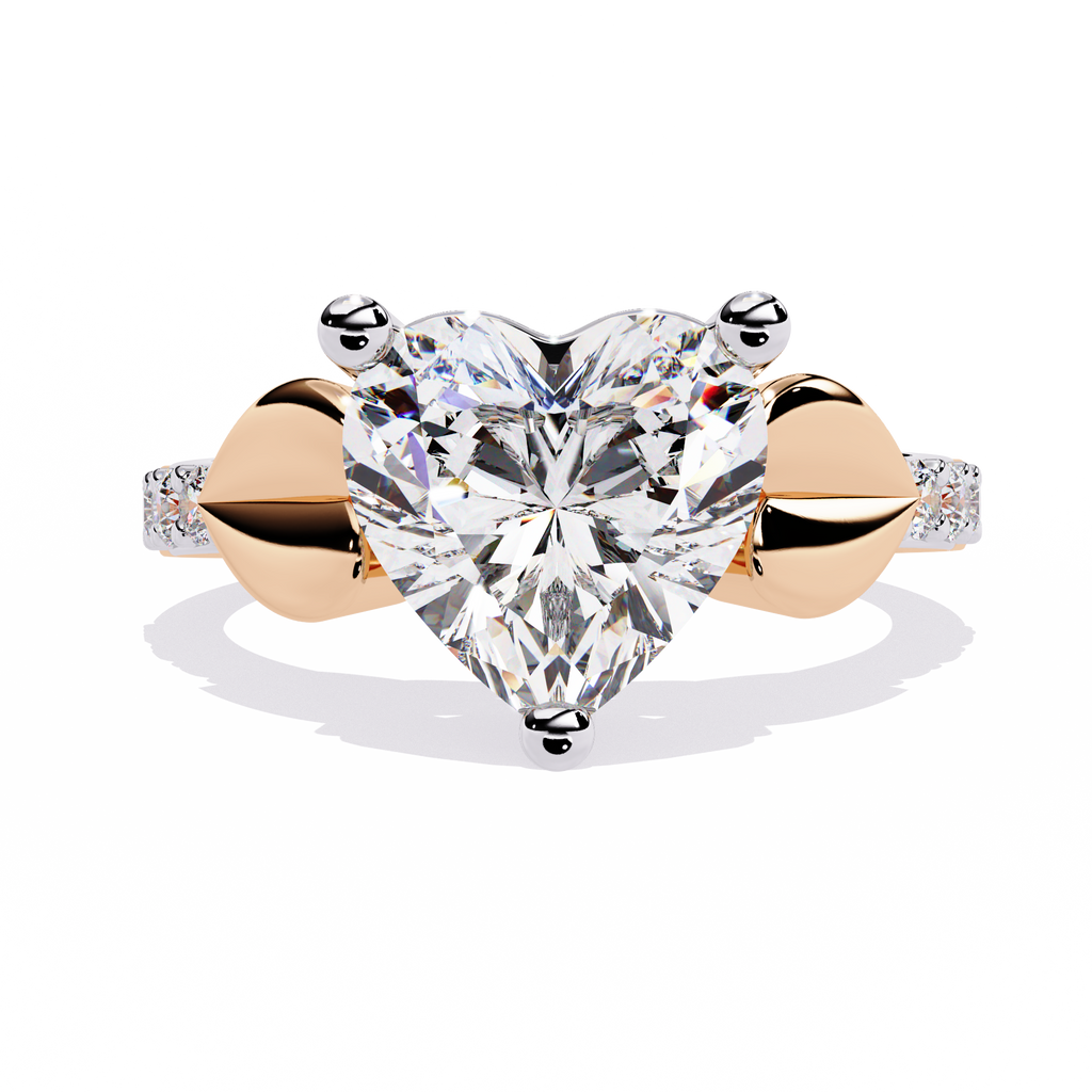2.33+0.13 Ct heart and round lab-grown diamond wedding ring for women

