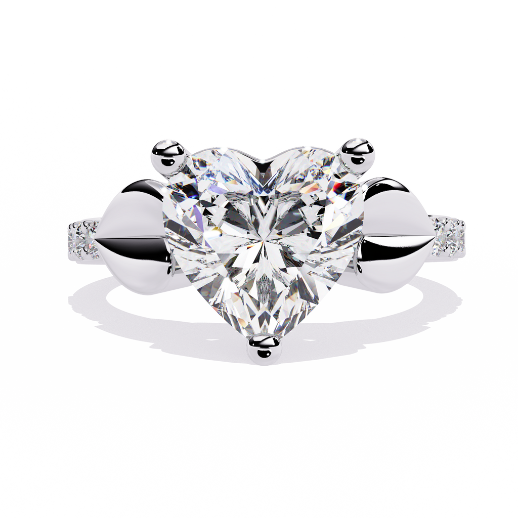 2.33+0.13 Ct heart and round lab-grown diamond wedding ring for women

