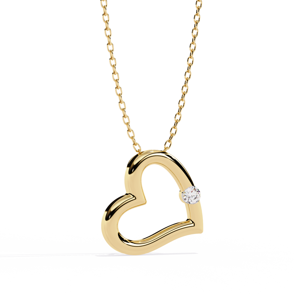 Round Diamond Pendant – Elegant Solitaire Design in Gold