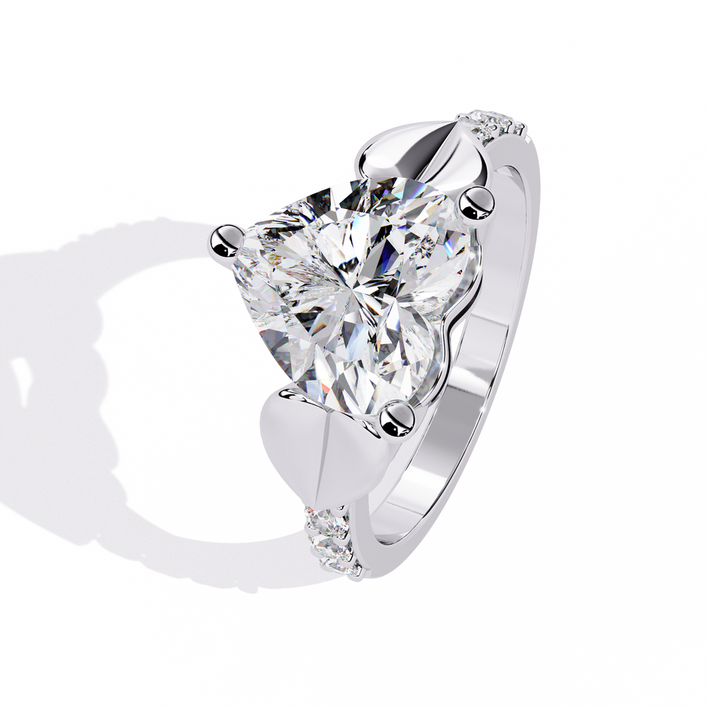 2.33+0.13 Ct heart and round lab-grown diamond wedding ring for women


