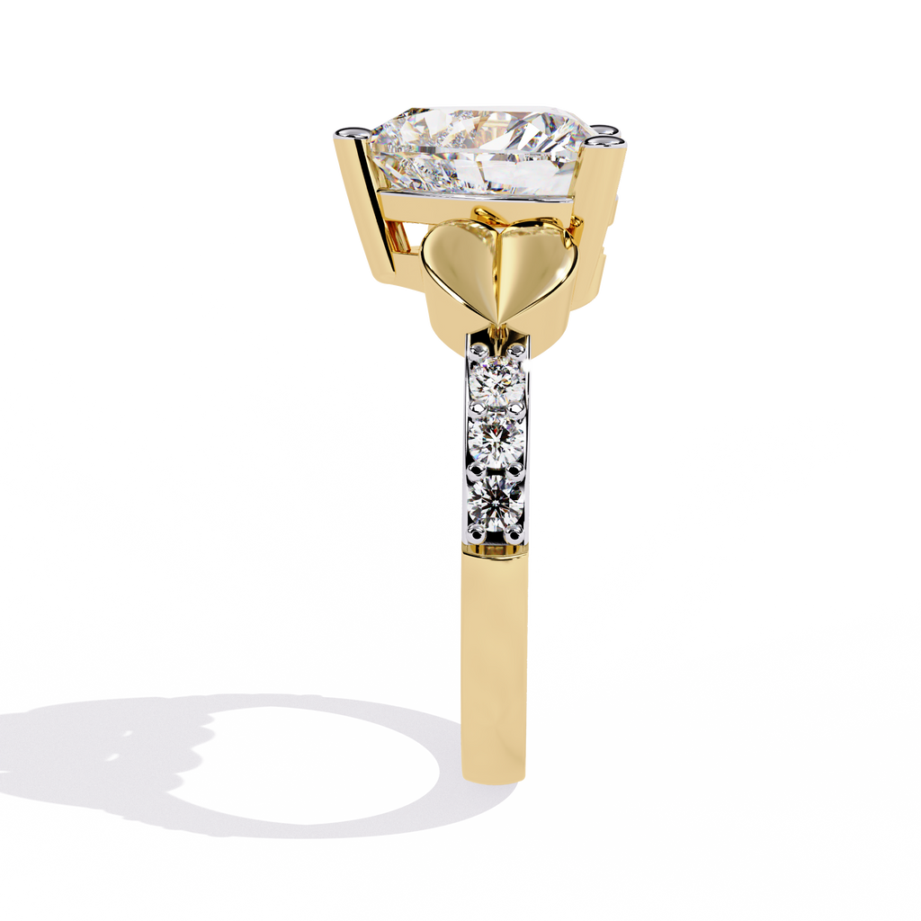 2.33+0.13 Ct heart and round lab-grown diamond wedding ring for women

