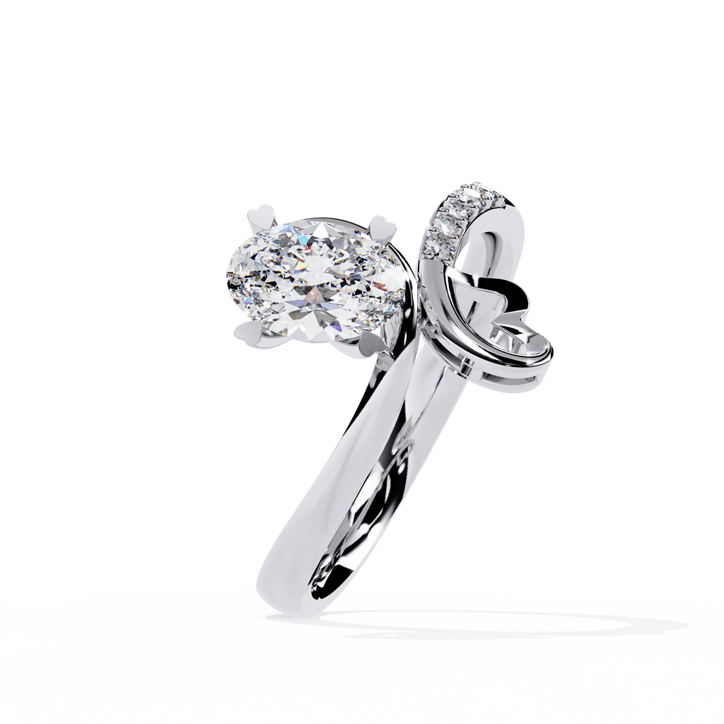 0.89+0.05 Ct oval and round lab-grown diamond ring for women

