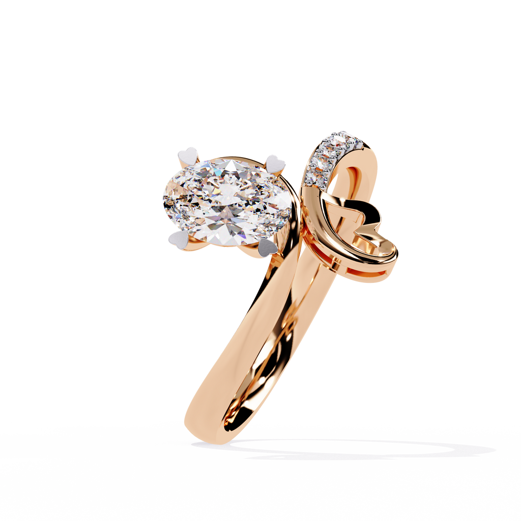 0.89+0.05 Ct oval and round lab-grown diamond ring for women

