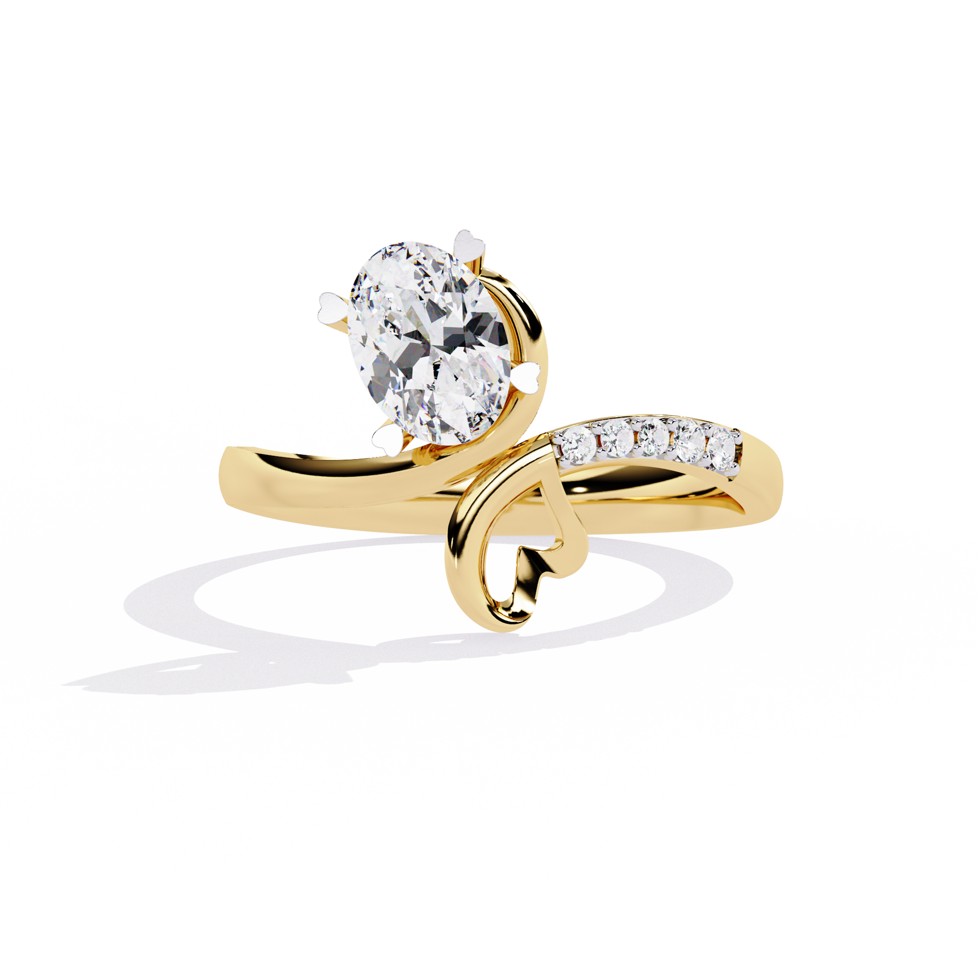 0.89+0.05 Ct oval and round lab-grown diamond ring for women