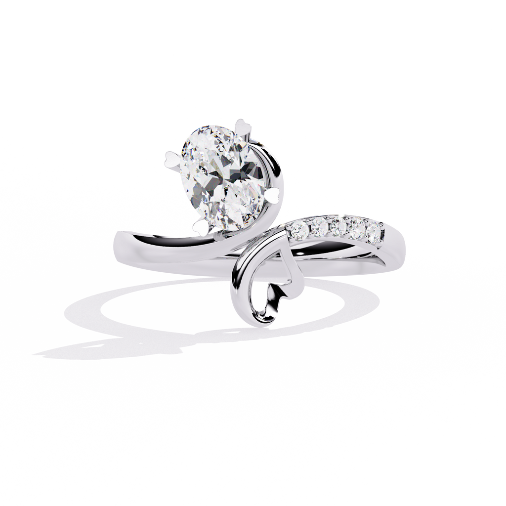 0.89+0.05 Ct oval and round lab-grown diamond ring for women

