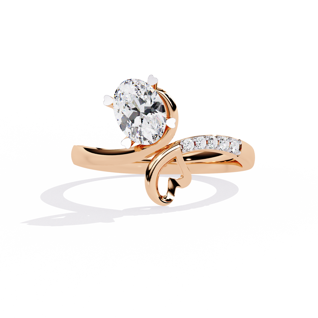 0.89+0.05 Ct oval and round lab-grown diamond ring for women

