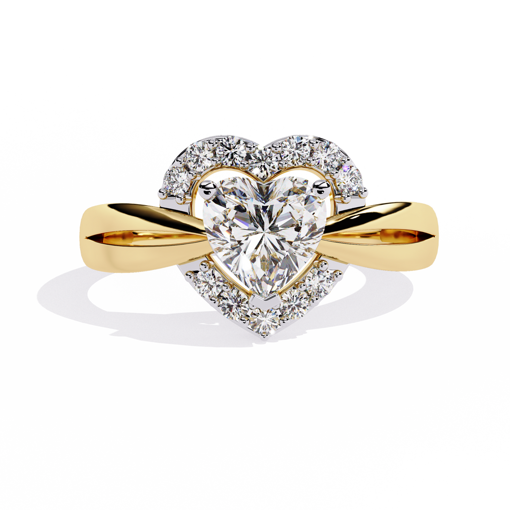 0.80+0.16 Ct Heart Radiant and round lab-grown diamond ring for women

