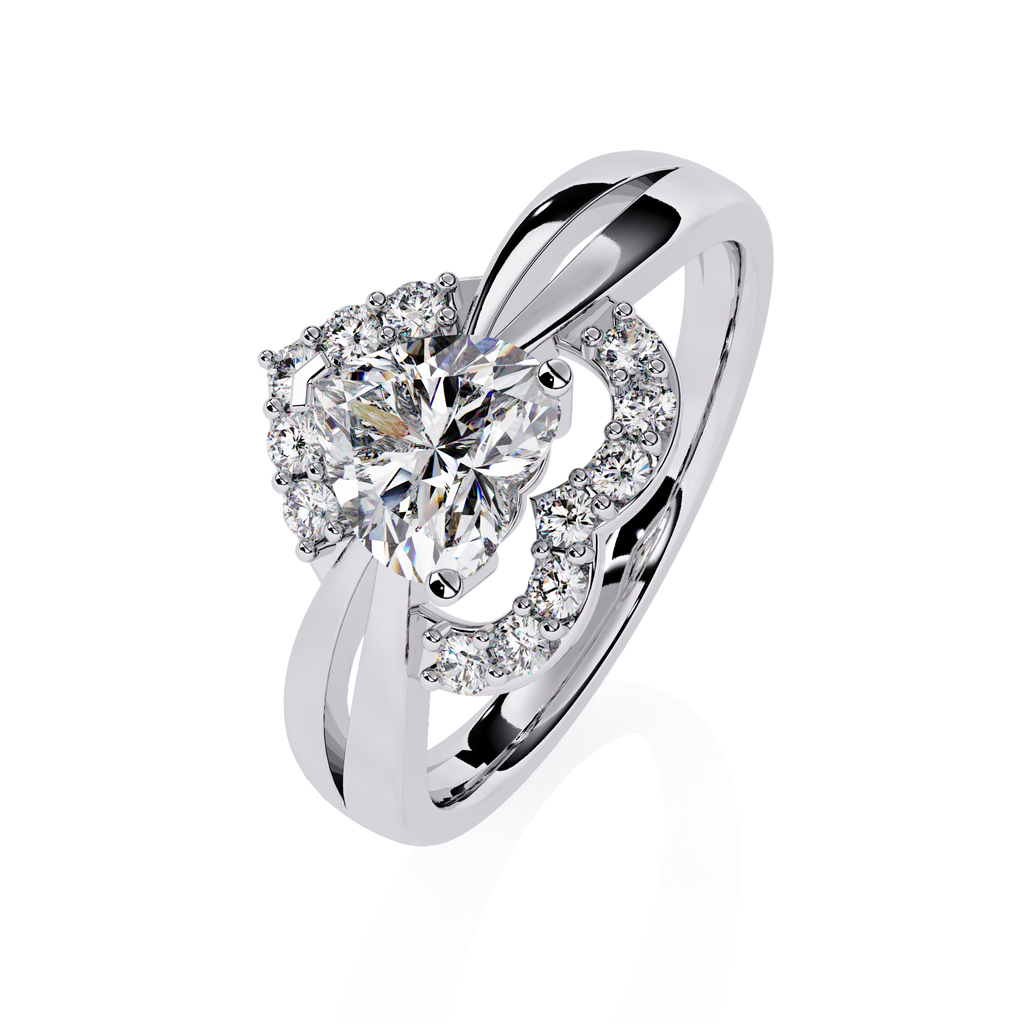 0.80+0.16 Ct Heart Radiant and round lab-grown diamond ring for women

