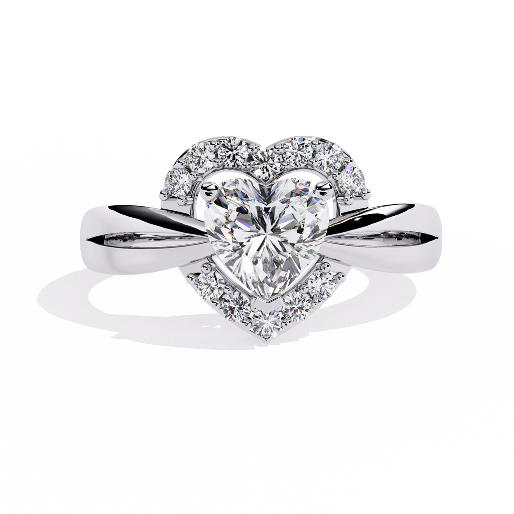 0.80+0.16 Ct Heart Radiant and round lab-grown diamond ring for women

