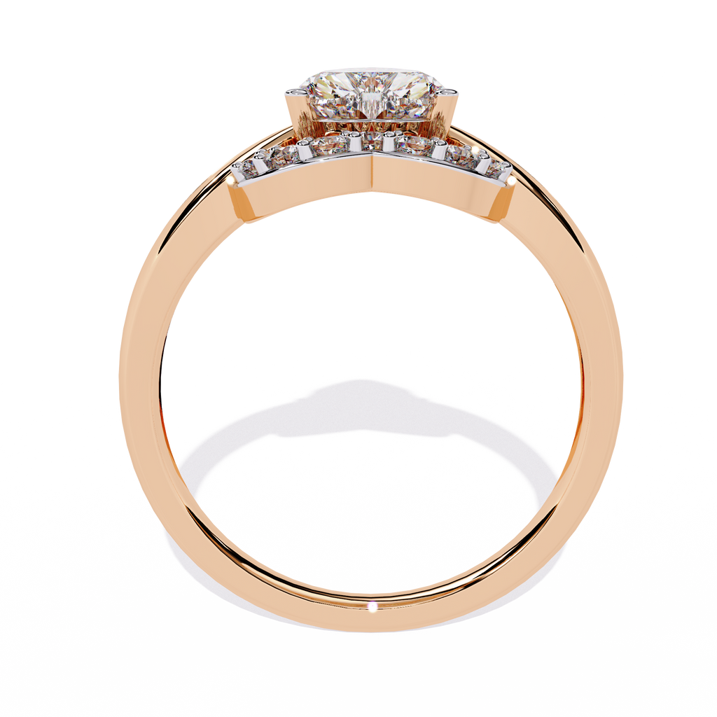 0.80+0.16 Ct Heart Radiant and round lab-grown diamond ring for women

