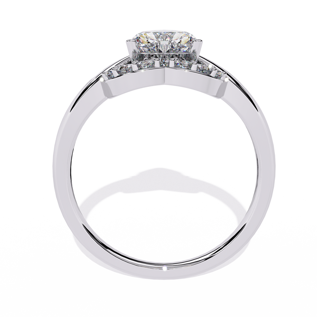 0.80+0.16 Ct Heart Radiant and round lab-grown diamond ring for women

