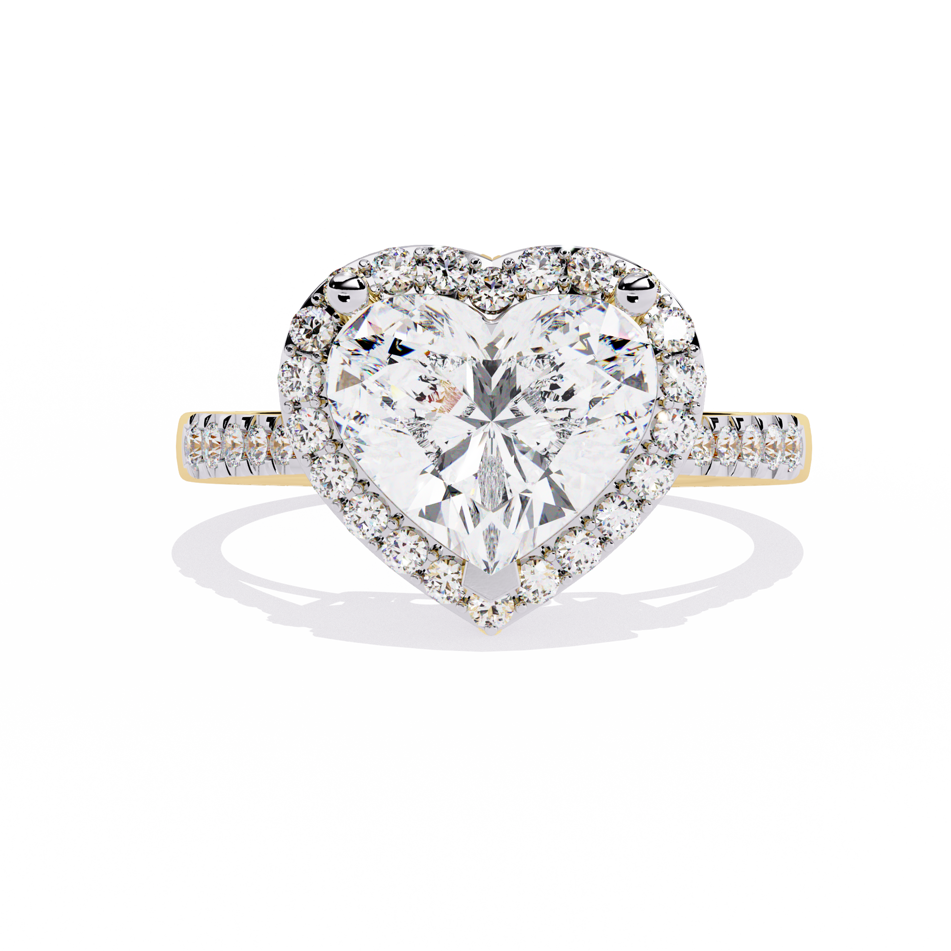 1.78+0.27 Ct Heart Radiant and round lab-grown diamond ring for women