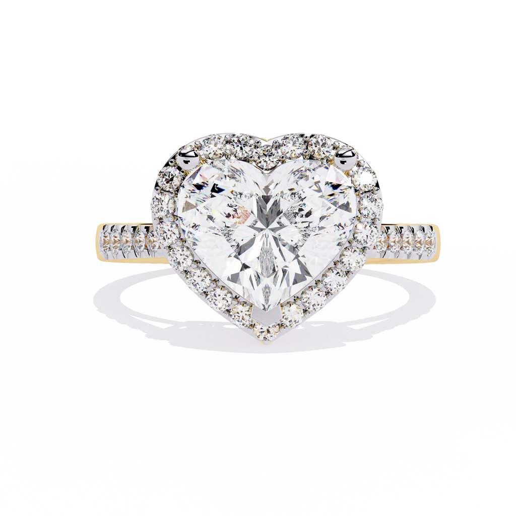 1.78+0.27 Ct Heart Radiant and round lab-grown diamond ring for women

