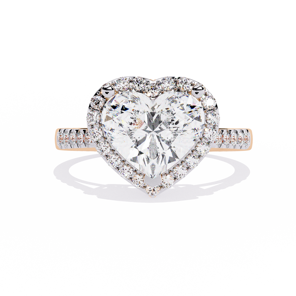1.78+0.27 Ct Heart Radiant and round lab-grown diamond ring for women

