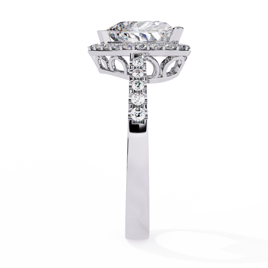 1.78+0.27 Ct Heart Radiant and round lab-grown diamond ring for women

