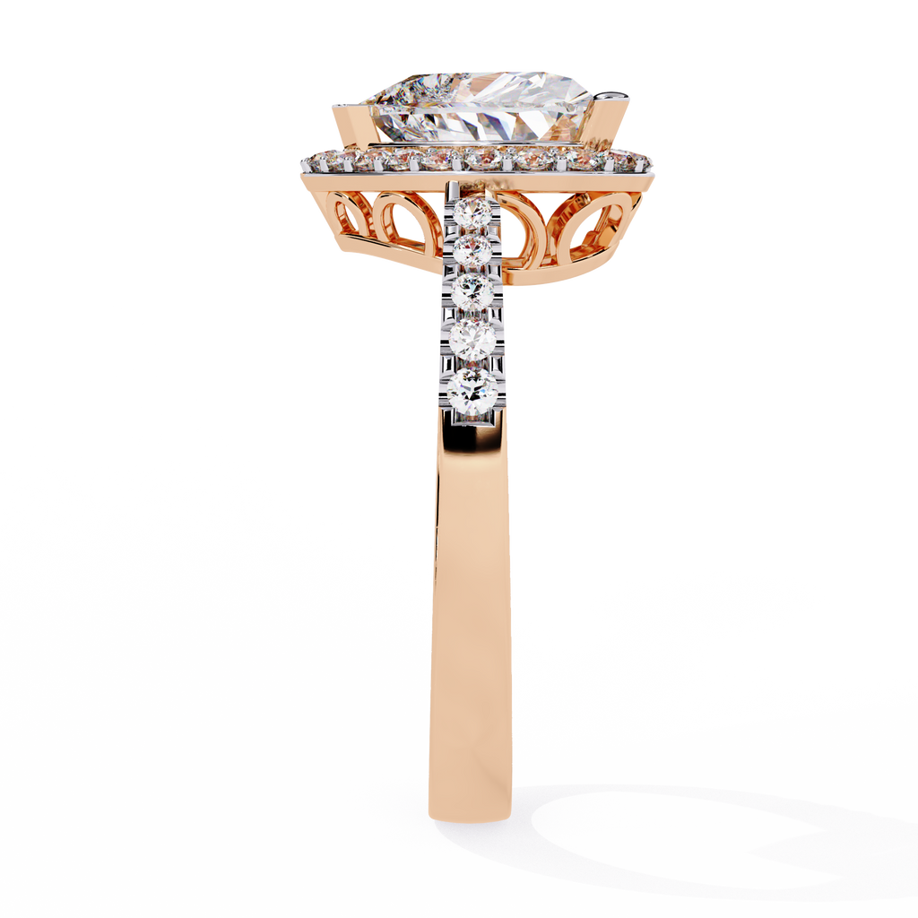 1.78+0.27 Ct Heart Radiant and round lab-grown diamond ring for women

