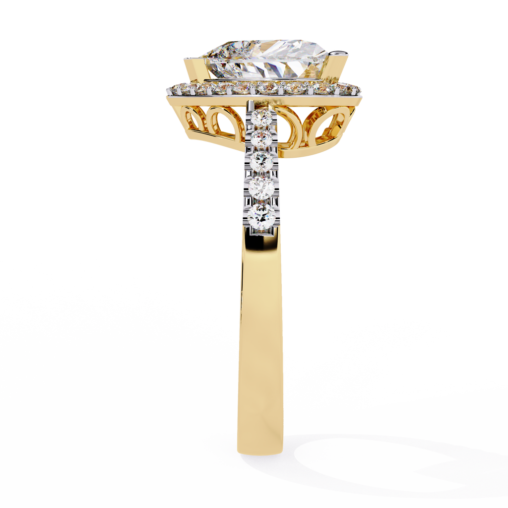 1.78+0.27 Ct Heart Radiant and round lab-grown diamond ring for women

