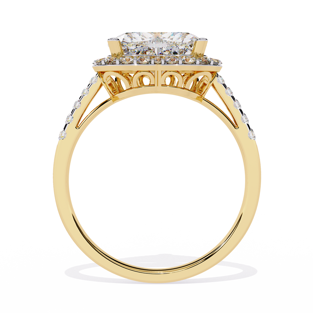 1.78+0.27 Ct Heart Radiant and round lab-grown diamond ring for women

