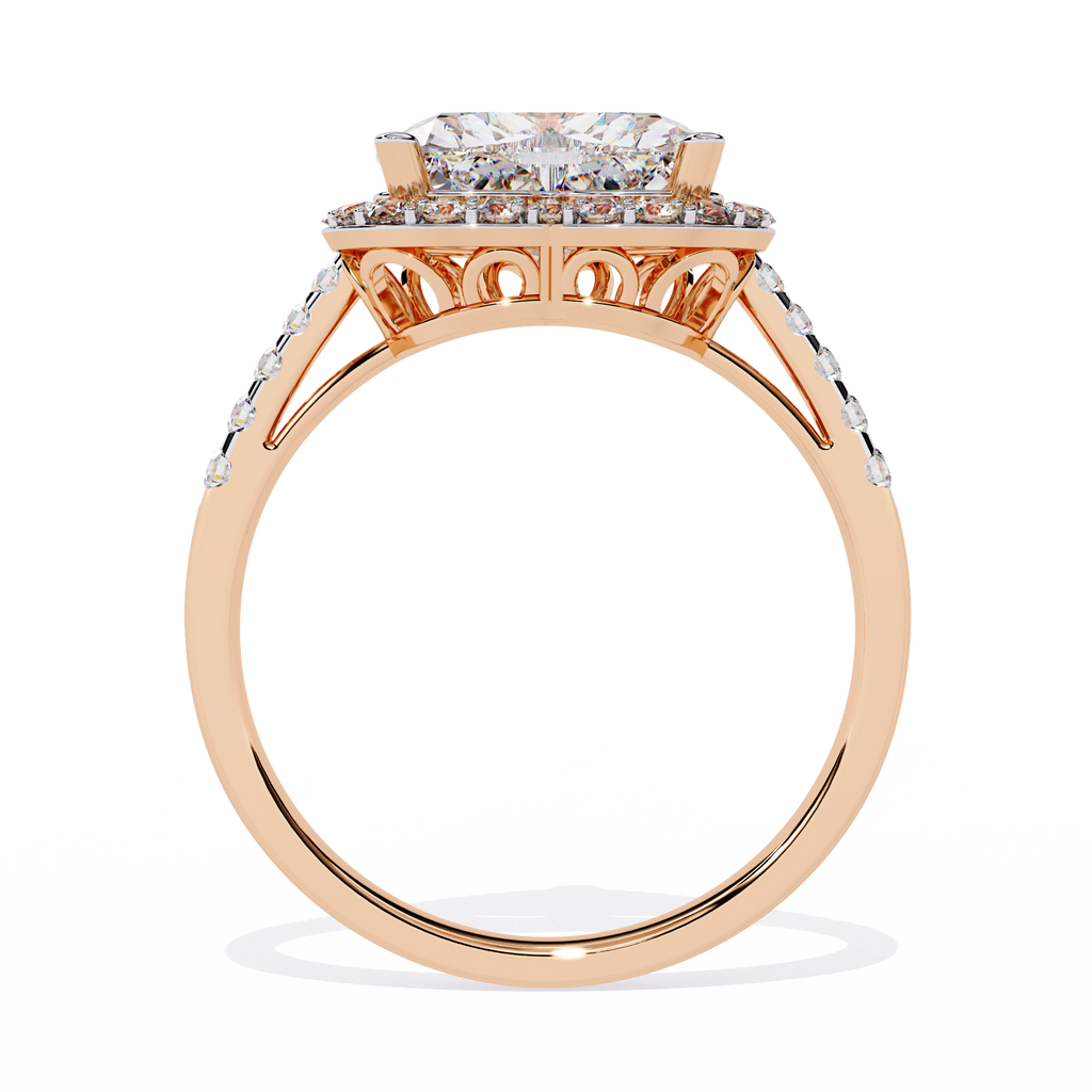 1.78+0.27 Ct Heart Radiant and round lab-grown diamond ring for women

