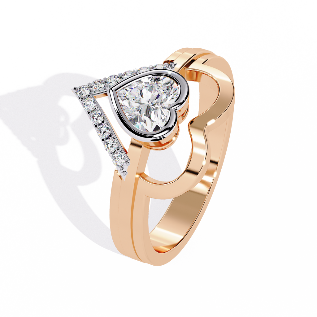 0.44+0.07 Ct Heart Radiant and round lab-grown diamond ring for women

